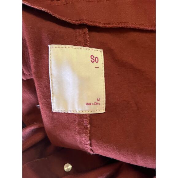 SO Rust Button Down Pinafore Dress Medium Cotton Blend Overall Jumper Skirt - Picture 7 of 12